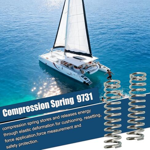 9731 نابض ضغط، 0.105 GA × 1-1/8 بوصة × 3 بوصة، فضي، عبوتان، 9731 in Kuwait