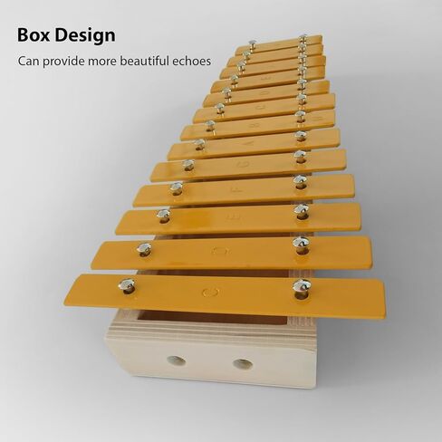 13 Notes Glockenspiel Classic Xylophone, Metal Keys Percussion Musical Rhythm Handheld Musical Instrument with 2 Wooden Beaters Mallets, Gift for Beginners Students Wood C in Kuwait