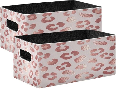 Kcldeci Rose Gold Leopard Collapsible Storage Bins, 2 Pack Foldable Storage Baskets for Organizing, Sturdy & Portable, Pink in Kuwait