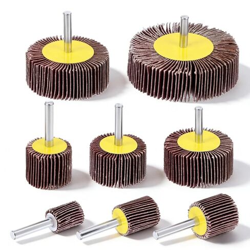 40Pcs 80 Grit Abrasive Flap Wheel Sander for Drill 1/4" Shank, Cylindrical Shape Aluminum Oxide Sanding Wheel for Metal Wood, 8 Size Drill Sanding Attachment in Kuwait