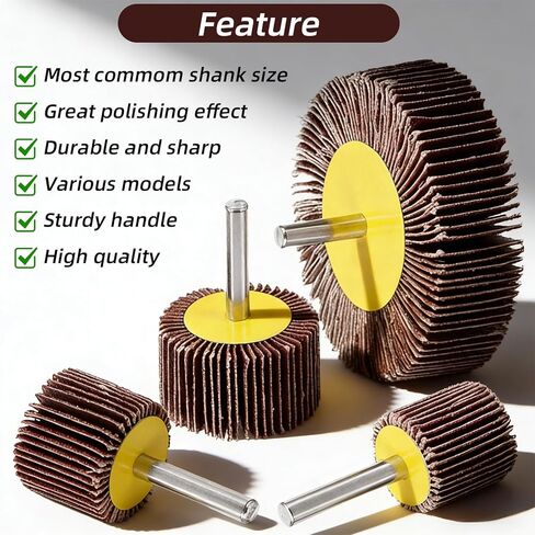 40Pcs 80 Grit Abrasive Flap Wheel Sander for Drill 1/4" Shank, Cylindrical Shape Aluminum Oxide Sanding Wheel for Metal Wood, 8 Size Drill Sanding Attachment in Kuwait