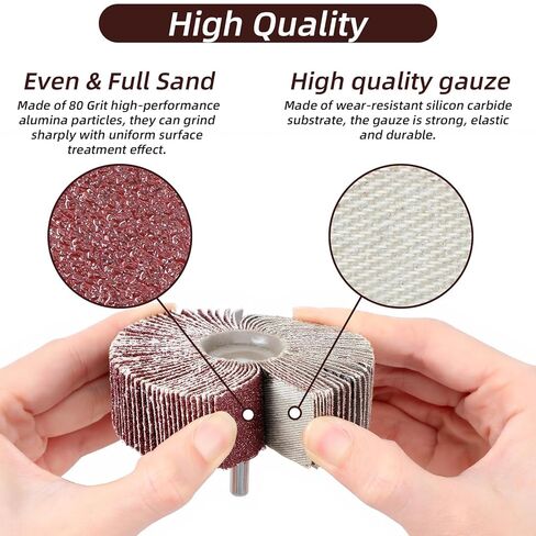 40Pcs 80 Grit Abrasive Flap Wheel Sander for Drill 1/4" Shank, Cylindrical Shape Aluminum Oxide Sanding Wheel for Metal Wood, 8 Size Drill Sanding Attachment in Kuwait