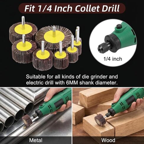 40Pcs 80 Grit Abrasive Flap Wheel Sander for Drill 1/4" Shank, Cylindrical Shape Aluminum Oxide Sanding Wheel for Metal Wood, 8 Size Drill Sanding Attachment in Kuwait