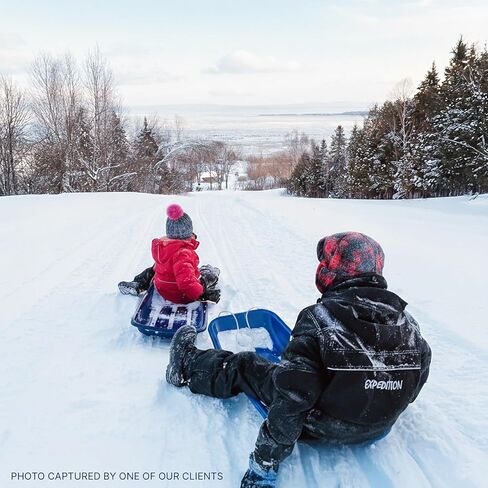 Toboggan Snow Sled for Adults & Kids, 37" Durable Toddler Toboggan Sled, with Pull Rope, Rounded Edges, Cold-Resistant, Made in North America in Saudi Arabia