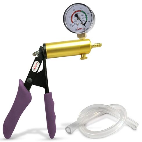 مقبض مضخة فراغ LeLuv Ultima فضي مع مقياس مثبت، مقابض سيليكون مريحة سوداء، خرطوم شفاف in Kuwait