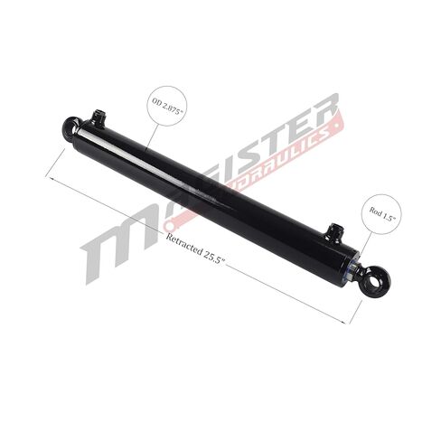 Magister Hydraulics Swivel Ball Welded Hydraulic Cylinder - 2.5" Bore × 18" Stroke × 1.5" Rod Swivel Eye Hydraulic Ram - Double Acting Hydraulic Piston 3000 PSI in Kuwait