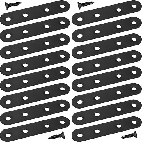 20 Pack 2.2" x 0.63" White Flat Bracket Straight Brace - Stainless Steel Heavy Duty Mending Plate for Wood Furniture, DIY Repair with Screws Included in Kuwait