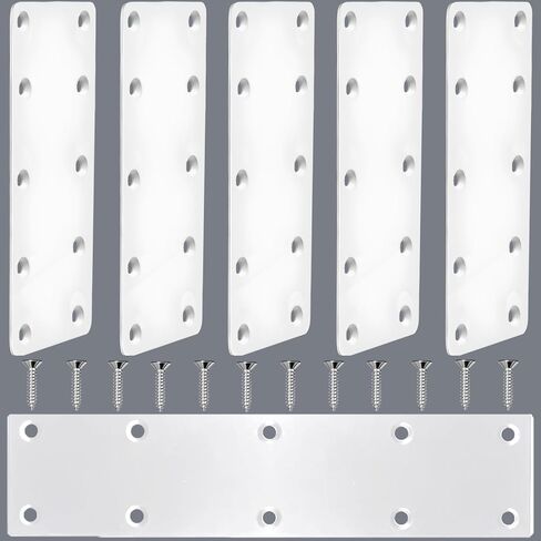 JULIHTU White Flat Mending Plate 3.94" x 1.93'', 4 Pack Stainless Steel Flat Bracket, Heavy Duty Straight Metal Brace, Fixing Joining Plate for Wood Furniture Fastening & Fixing in Kuwait