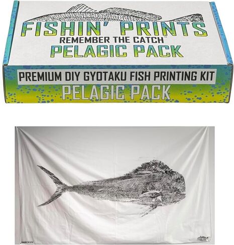 Gyotaku Premium DIY Fish Printing Kit - Large Cloth Sheets 36"x18" - Taxidermy Alternative - Print Your Catch - Gift for Fishermen - Gyotaku Fish Printing Supplies - Fish Printing in Saudi Arabia