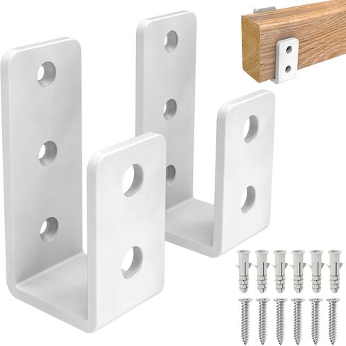 2x4 Door Barricade Brackets, Grade U-Shaped Security Brackets for Wood, Sheds, Gates & Basement Doors (2x4 Lumber Lock) 3mm White in Kuwait