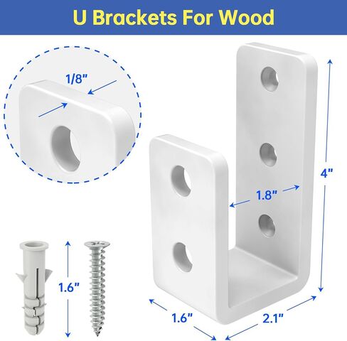 2x4 Door Barricade Brackets, Grade U-Shaped Security Brackets for Wood, Sheds, Gates & Basement Doors (2x4 Lumber Lock) 3mm White in Kuwait