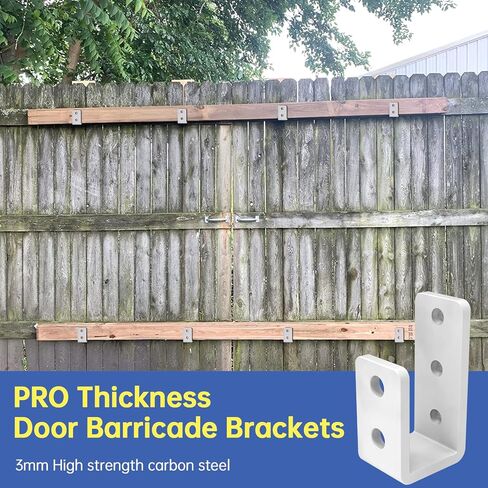 2x4 Door Barricade Brackets, Grade U-Shaped Security Brackets for Wood, Sheds, Gates & Basement Doors (2x4 Lumber Lock) 3mm White in Kuwait