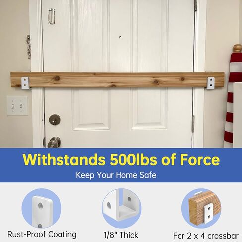 2x4 Door Barricade Brackets, Grade U-Shaped Security Brackets for Wood, Sheds, Gates & Basement Doors (2x4 Lumber Lock) 3mm White in Kuwait