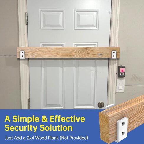 2x4 Door Barricade Brackets, Grade U-Shaped Security Brackets for Wood, Sheds, Gates & Basement Doors (2x4 Lumber Lock) 3mm White in Kuwait