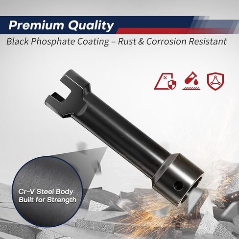 مقبس قناة تبختر 3/4 بوصة (19 مم)، مقبس صدمات محرك 1/2 بوصة لقنوات 1-5/8 بوصة، 2-7/16 بوصة و3-1/4 بوصة، فولاذ Cr-Mo عالي التحمل، طول 4-1/4 بوصة، لمسة نهائية من الفوسفات الأسود in Kuwait