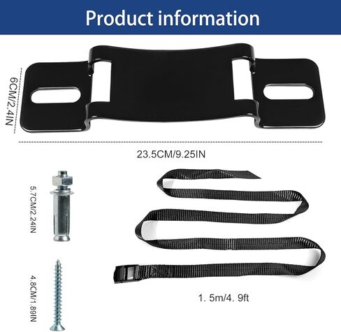 2PCS Gas Cylinder Wall Mounted Brackets, with 59 inches Safety Nylon Belt, Steel Propane Tank Holder, Heavy Duty Oxygen Nitrogen Tank Bracket for OTG Rv Water Softener - Black in Kuwait