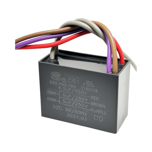 C61 5 Wire 250VAC Ceiling Fan Capacitor C61 4.5uF+5uF+6uF 350/300V in Saudi Arabia