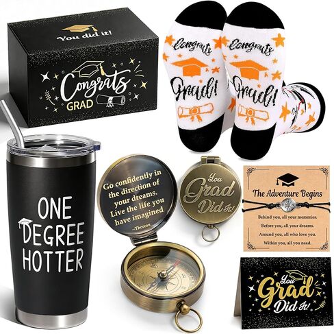 MUKOSEL 2026 Graduation Gifts, College High School Graduation Gifts Box Bulk with Compass Tumbler Bracelet Socks Thanks Card for Class of 2026 Graduates Girls Boys Women Men in Kuwait