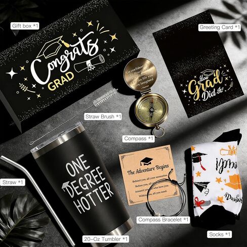 MUKOSEL 2026 Graduation Gifts, College High School Graduation Gifts Box Bulk with Compass Tumbler Bracelet Socks Thanks Card for Class of 2026 Graduates Girls Boys Women Men in Kuwait