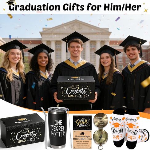 MUKOSEL 2026 Graduation Gifts, College High School Graduation Gifts Box Bulk with Compass Tumbler Bracelet Socks Thanks Card for Class of 2026 Graduates Girls Boys Women Men in Kuwait