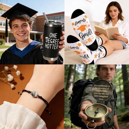 MUKOSEL 2026 Graduation Gifts, College High School Graduation Gifts Box Bulk with Compass Tumbler Bracelet Socks Thanks Card for Class of 2026 Graduates Girls Boys Women Men in Kuwait