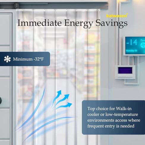 ستارة باب بشريط من الفينيل البلاستيكي للفريزر - لفة ستارة PVC شفافة، صناعية تجارية لمستودع مرآب الثلاجة -31 درجة فهرنهايت (164 قدمًا * 7.87 بوصة * 0.07 بوصة ناعمة) in Kuwait