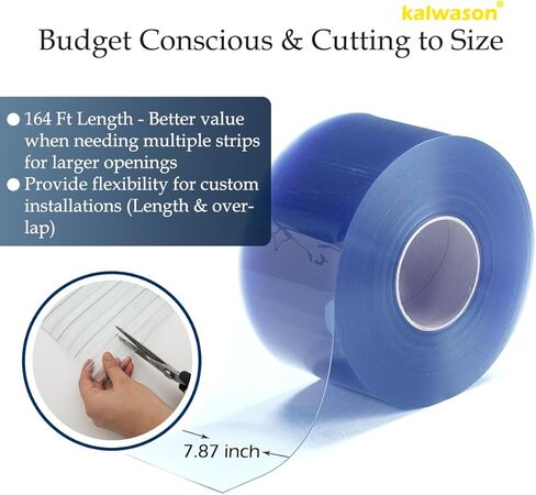 ستارة باب بشريط من الفينيل البلاستيكي للفريزر - لفة ستارة PVC شفافة، صناعية تجارية لمستودع مرآب الثلاجة -31 درجة فهرنهايت (164 قدمًا * 7.87 بوصة * 0.07 بوصة ناعمة) in Kuwait