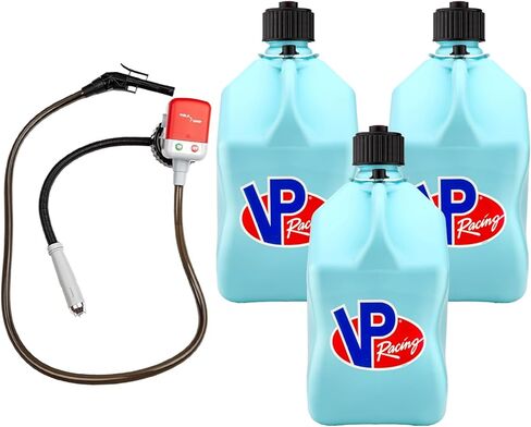 VP Racing 3632-CA، إبريق رياضة السيارات المربع سعة 5.5 جالون (3 عبوات)، مع مضخة نقل السوائل التي تعمل بالبطارية (عبوة واحدة) in Saudi Arabia
