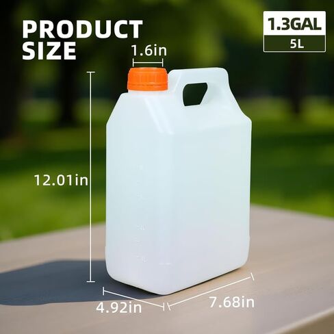 2 Pcs 1.3 Gallon Jugs with Caps Empty Plastic Gallon Containers with Lids Container Automotive Square F-Style Plastic Jug for Liquids Water Laundry Soaps Detergents Home and Commercial Use in Kuwait