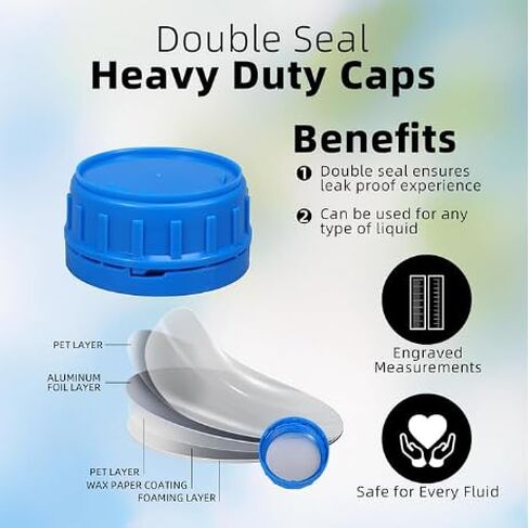 2 Pcs 1.3 Gallon Jugs with Caps Empty Plastic Gallon Containers with Lids Container Automotive Square F-Style Plastic Jug for Liquids Water Laundry Soaps Detergents Home and Commercial Use in Kuwait