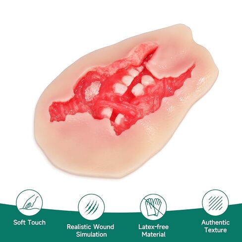 Adhesive Maxillofacial Wound Care Trainer, Exposed Denture Avulsion Simulator, Oral Trauma Simulation, Oral Injury Wound Model for Emergency Care Training in Kuwait