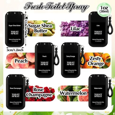 Loopeer 12 Pcs Poop Spray Keychain Each 1 Fl. oz Travel Size Toilet Spray Poop Gifts for Women Toilet Mini Air Freshener Pre-poop Odor Eliminator for Adults Bathroom Restroom Deodorizer (Black Style) in Saudi Arabia