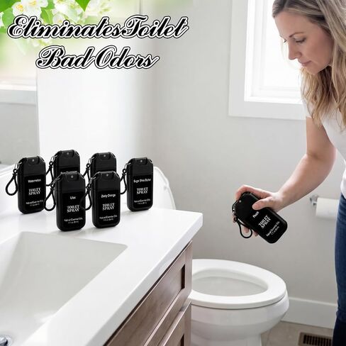 Loopeer 12 Pcs Poop Spray Keychain Each 1 Fl. oz Travel Size Toilet Spray Poop Gifts for Women Toilet Mini Air Freshener Pre-poop Odor Eliminator for Adults Bathroom Restroom Deodorizer (Black Style) in Saudi Arabia