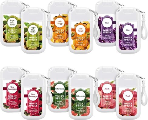 Loopeer 12 Pcs Poop Spray Keychain Each 1 Fl. oz Travel Size Toilet Spray Poop Gifts for Women Toilet Mini Air Freshener Pre-poop Odor Eliminator for Adults Bathroom Restroom Deodorizer (Black Style) in Saudi Arabia