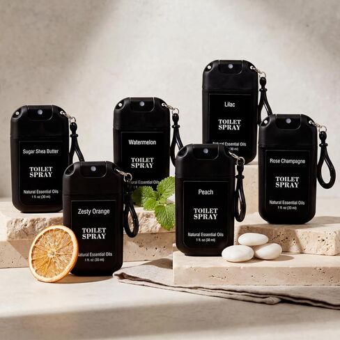 Loopeer 12 Pcs Poop Spray Keychain Each 1 Fl. oz Travel Size Toilet Spray Poop Gifts for Women Toilet Mini Air Freshener Pre-poop Odor Eliminator for Adults Bathroom Restroom Deodorizer (Black Style) in Saudi Arabia