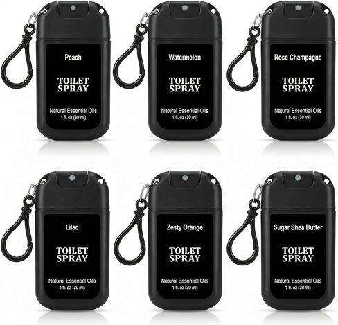 Loopeer 12 Pcs Poop Spray Keychain Each 1 Fl. oz Travel Size Toilet Spray Poop Gifts for Women Toilet Mini Air Freshener Pre-poop Odor Eliminator for Adults Bathroom Restroom Deodorizer (Black Style) in Saudi Arabia