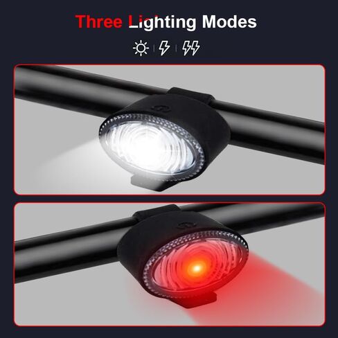 Bike Lights, USB Rechargeable Bicycle Light Set (Front & Rear), Waterproof IP44 with 3 Light Modes, 6500K Brightness, Bike Headlight and Tail Light Set for Road & Mountain Cycling (4 Pack) in Saudi Arabia