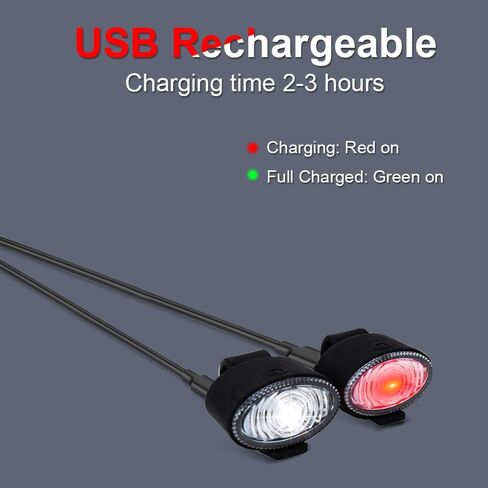 Bike Lights, USB Rechargeable Bicycle Light Set (Front & Rear), Waterproof IP44 with 3 Light Modes, 6500K Brightness, Bike Headlight and Tail Light Set for Road & Mountain Cycling (4 Pack) in Saudi Arabia