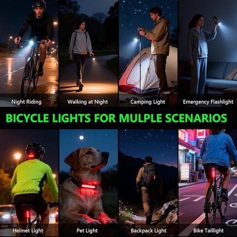مجموعة مصابيح الدراجة الذكية - مصابيح أمامية وخلفية للدراجة تستشعر الضوء تلقائيًا، 1200 مللي أمبير في الساعة LED قابلة لإعادة الشحن، 212 لومن، مقاومة للماء IPX4، 4 أوضاع، معدات أمان سهلة التركيب لدراجات الطرق والأطفال in Kuwait