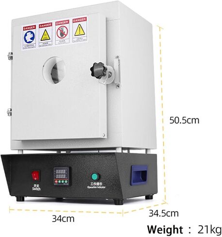 1500W Compact Electric Kiln Furnace Max 1150℃, Lab Tabletop Sintering Oven with View Window for Jewelry Casting, Metal Processing, Pottery Baking, Plaster Mold in Kuwait