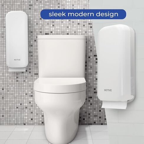 MOTIVE Shabbos Toilet Paper Dispenser, Holds up to 600 Sheets, Pre Cut Shabbos Tissue Dispenser with Lock Key, Adhesive or Drilling Compact Wall Mount, Easy Installation for Bathroom (White) in Kuwait