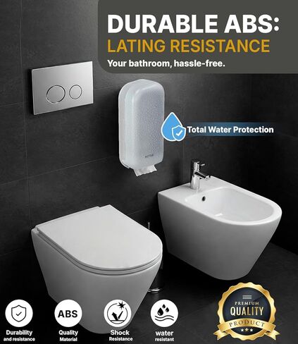 MOTIVE Shabbos Toilet Paper Dispenser, Holds up to 600 Sheets, Pre Cut Shabbos Tissue Dispenser with Lock Key, Adhesive or Drilling Compact Wall Mount, Easy Installation for Bathroom (White) in Kuwait