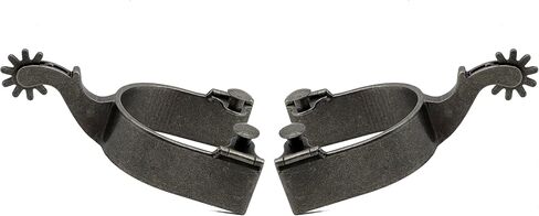 Jeereal Men's Western Cowboy Spurs with Spur Straps, Antique Silver Plated, Iron, 1" Band, 2-1/4" Shank in Saudi Arabia