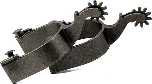 Jeereal Men's Western Cowboy Spurs with Spur Straps, Antique Silver Plated, Iron, 1" Band, 2-1/4" Shank in Saudi Arabia