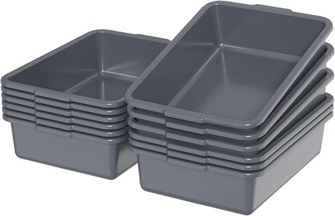 12 عبوة من أحواض الحافلات البلاستيكية سعة 13 لترًا، صندوق الحافلات التجارية، 17.71 بوصة × 12.59 بوصة × 4.72 بوصة، رمادي in Kuwait