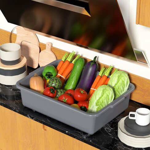 12 عبوة من أحواض الحافلات البلاستيكية سعة 13 لترًا، صندوق الحافلات التجارية، 17.71 بوصة × 12.59 بوصة × 4.72 بوصة، رمادي in Kuwait