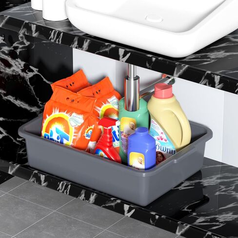 12 عبوة من أحواض الحافلات البلاستيكية سعة 13 لترًا، صندوق الحافلات التجارية، 17.71 بوصة × 12.59 بوصة × 4.72 بوصة، رمادي in Kuwait