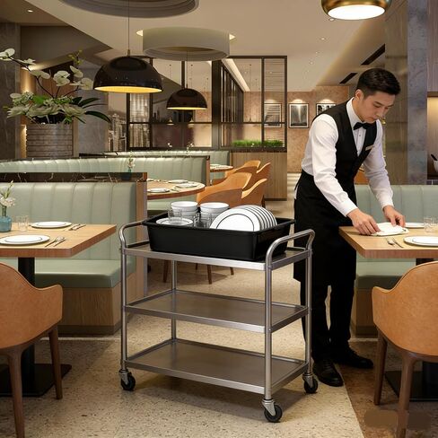 حوض حافلة تجارية من البلاستيك الأسود، صندوق حافلة مطاعم سعة 13 لتر، 12 عبوة، شديد التحمل لتنظيم المطبخ in Kuwait