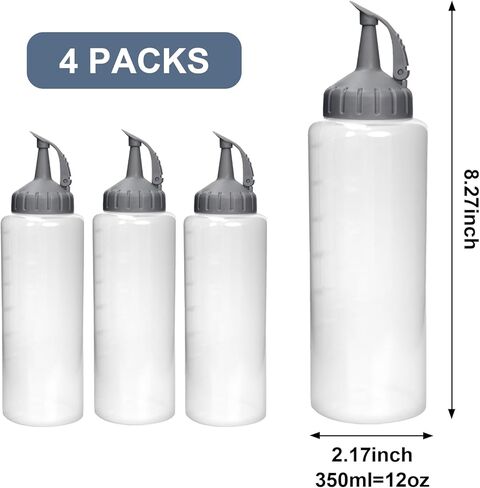 Oil Bottle for Griddle With Twisting Lids, Griddle bottle squeeze for Sauces and Oil,Leak-proof,BPA Free Plastic,Gray,12oz(350ml),4Pack in Kuwait