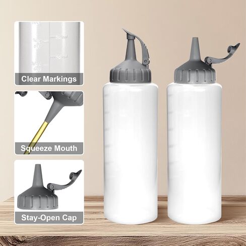 Oil Bottle for Griddle With Twisting Lids, Griddle bottle squeeze for Sauces and Oil,Leak-proof,BPA Free Plastic,Gray,12oz(350ml),4Pack in Kuwait